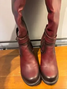 Red Color Boots For Riding Source Unknown | Shoes | Dark Red Vegan Leather Lined Riding Boots ...